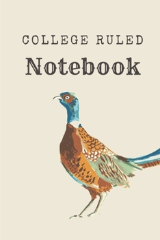 Paperback College Ruled Notebook: Pheasant Watercolor Illustration Lined Journal Book