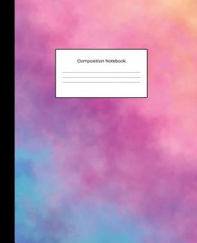 Composition Notebook : Blue Purple Pink Watercolors Wide Ruled Blank Lined Cute Notebooks for Girls Teens Women School Home Writing Notes Journal