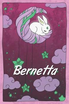 Bernetta: personalized notebook | sleeping bunny on the moon with stars | softcover | 120 pages | blank | useful as notebook, dream diary, scrapbook, journal or gift idea