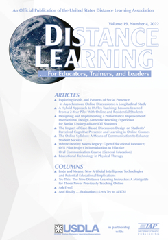 Paperback Distance Learning Vol 19 Issue 4 Book