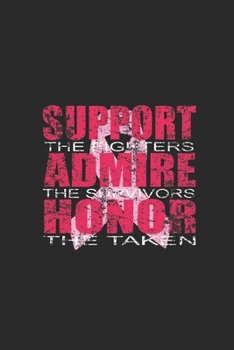 Paperback Support, Admire, Honor: Dotted Bullet Notebook (6" x 9" - 120 pages) Breast Cancer Awareness Themed Notebook for Daily Journal, Diary, and Gif Book