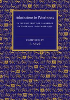 Paperback Admissions to Peterhouse Book