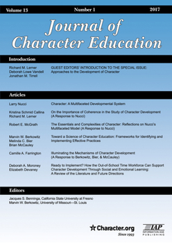 Paperback Journal of Character Education Vol 13 Issue 1 Book