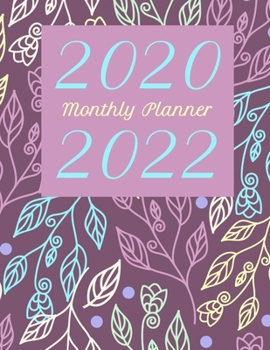Paperback 2020 2022 Monthly Planner: Purple Leaves - 3 Year Planner Book
