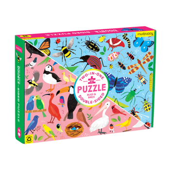 Mudpuppy Bugs and Birds Double-Sided Puzzle, 100 Pieces, 22” x 16.5” – Perfect Family Puzzle for Ages 6+ - Colorful Illustrations of Birds on One Side and Bugs on The Other, Multicolor