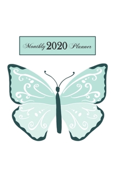 2020 Monthly Planner: Mint Butterfly 6 x 9 inch 120 Pages Year Months Weeks Calendar, Schedule, and Organizer plus Graph Paper (January 2020 - December 2020)