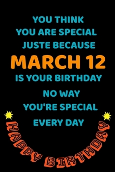 Paperback happy birthday March born: blank Lined Journal - diary record logbook- birthday gifts Book