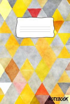Notebook: 120 Dot Grid Pages, 6 x 9 inches, White Paper, Matte Finished Soft Cover (Geometric Abstract Yellow Orange Gold Gray Triangle Pattern)