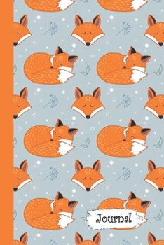 Paperback Journal: Blue Sleeping Fox Diary with Blank Lined Notebook Paper Book
