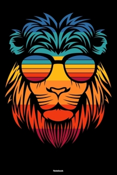 Notebook: Retro Vintage Lion Journal Groovy Rainbow Composition Book Funky Gift
