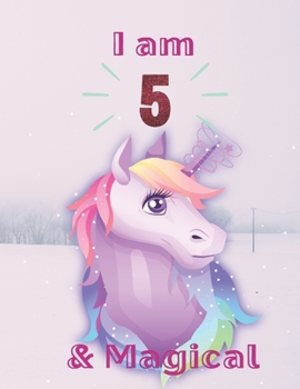 Unicorn SketchBook: I Am 5 & Magical With Unicorn Inside More Space for Sketching and Drawing and Writing Journal for Kids and Girls Marble Size 8.5in x 11in with 110 Pages