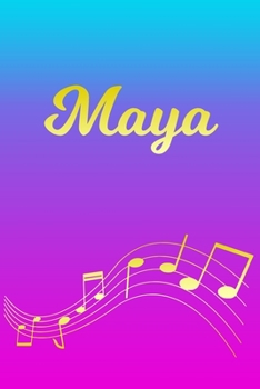 Maya: Sheet Music Note Manuscript Notebook Paper | Pink Blue Gold  Personalized Letter M Initial Custom First Name Cover | Musician Composer ... Notepad Notation Guide | Compose Write Songs