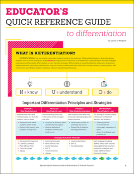 Paperback Educator's Quick Reference Guide to Differentiation Book