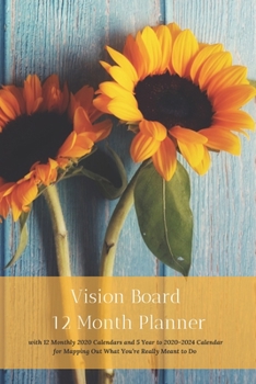 Paperback Vision Board 12 Month Planner, 12 Month 2020 Calendar,5 Year 2020-2024 Calendar for Mapping Out What You're Really Meant to Do Create Simple Abundance Book