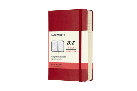 Calendar Moleskine 2021 Daily Planner, 12m, Pocket, Scarlet Red, Hard Cover (3.5 X 5.5) Book