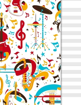 Paperback Blank Music Sheet Notebook: Music Manuscript Paper Staff Paper Musical Note Book 12 Staves Jazz & Blue Cover Book