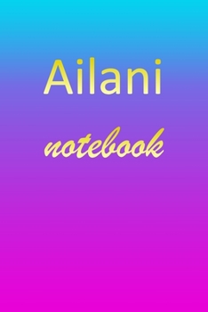 Ailani: Blank Notebook | Wide Ruled Lined Paper Notepad | Writing Pad Practice Journal | Custom Personalized First Name Initial A Blue Purple Gold  | ... Homeschool & University Organizer Daybook