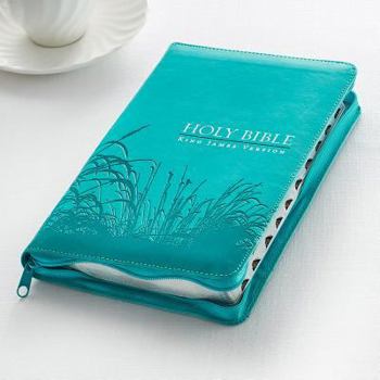 Imitation Leather KJV Standard Size Thumb Index Edition: Zippered Turquoise Book