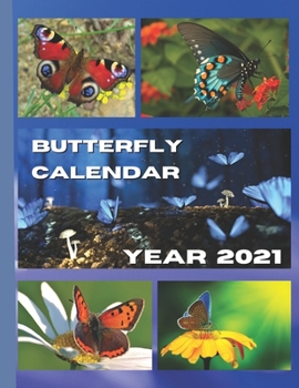 Paperback Butterfly calendar 2021: Every month a new magic picture of a delicate butterfly [French] Book