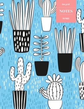 Dot Grid Notes 110 Pages: Cactus Floral Notebook for Professionals and Students, Teachers and Writers | Succulent Pattern | Bright Blue Sketch Style Pattern