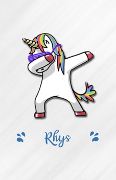Rhys A5 Lined Notebook 110 Pages: Funny Blank Journal For Personalized Dabbing Unicorn Family First Name Middle Last. Unique Student Teacher Scrapbook/ Composition Great For Home School Writing