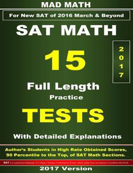 Paperback 2017 New SAT Math 15 Tests Book