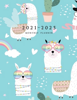 2021-2025 Monthly Planner: Large Five Year Planner (Llama and Cactus)