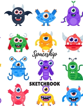 Sketchbook: 8.5X11 inches notebook, blank page journal , 100 pages plank paper for sketcher, kids , boys ,girls ,men, women, for drawing  in Alien , ... cover , Monster army + coloring pages