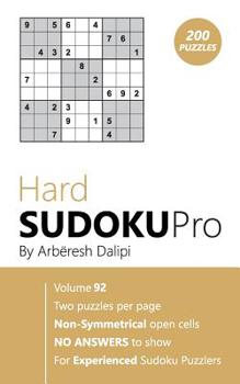 Paperback Hard Sudoku Pro: Book for Experienced Puzzlers (200 puzzles) Vol. 92 Book