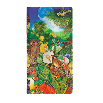 Diary Paperblanks Moon Garden Nature Montages Hardcover Slim Lined Elastic Band Closure 176 Pg 85 GSM Book