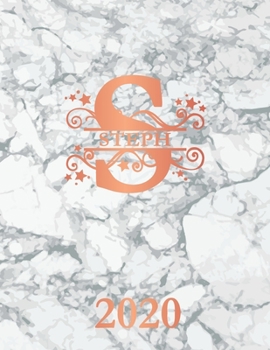 Steph: 2020. Personalized Name Weekly Planner 2020. Monogram Letter S Notebook Diary. White Marble & Rose Gold Cover. Datebook Calendar Schedule