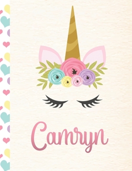 Paperback Camryn: Personalized Unicorn Primary Handwriting Notebook For Girls With Pink Name - Dotted Midline Handwriting Practice Paper Book