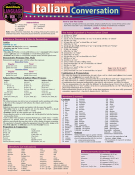 Paperback Italian Conversation: A Quickstudy Laminated Language Reference Guide Book