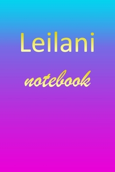 Leilani: Blank Notebook | Wide Ruled Lined Paper Notepad | Writing Pad Practice Journal | Custom Personalized First Name Initial L Blue Purple Gold  | ... Homeschool & University Organizer Daybook
