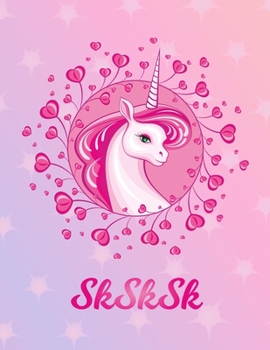 Paperback SkSkSk: Unicorn Large Blank Primary Sketchbook Paper - Pink Purple Magical Horse Personalized Letter S Initial Custom First Na Book