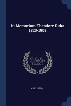 Paperback In Memoriam Theodore Duka 1825-1908 Book