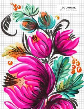 Graph Journal - Square Grid Notebook 8. 5 X 11 - Pink Flowers : Large, Soft Cover, Graph Paper, 110 Pages