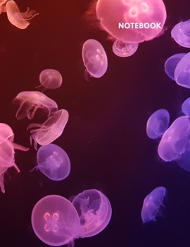 Notebook: Lined Journal Notebook - Neon Pink Purple Jellyfish - Under The Sea -  120 pages - Large (8.5 x 11 inches) - College Ruled