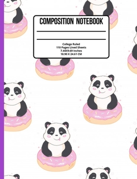 Paperback Composition Notebook College Ruled: Panda 110 Pages Book