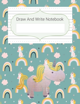 Paperback Draw And Write Notebook: Unicorn Story Paper Notebook For Kids, Story Space & Dotted Mid-Line Notebook, Black & White Blank Handwriting & Sketc Book