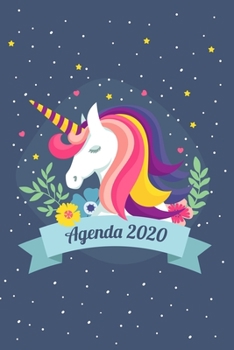 Paperback Agenda 2020: format de poche A5, semainier et calendrier - motif licorne [French] Book