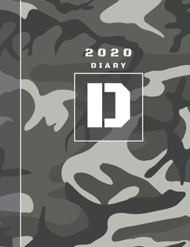 Personalised 2020 Diary Week To View Planner: A4  Letter D Grey And Black Camo Camouflage Organiser And Planner For The Year Ahead, School, Business, Office, Work, University