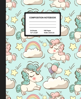 Composition Notebook: Cute Little Unicorn | Wide Ruled Paper Journal | Blank Lined Workbook for Teens Kids Students Girls, for Home School & Writing Notes