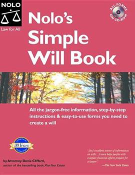 Paperback Nolo's Simple Will Book [With CDROM] Book