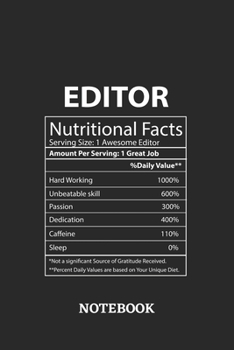 Paperback Nutritional Facts Editor Awesome Notebook: 6x9 inches - 110 dotgrid pages - Greatest Passionate working Job Journal - Gift, Present Idea Book