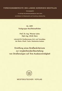 Paperback Ermittlung Eines Straßenkriteriums Zur Vergleichenden Beurteilung Von Straßenzügen Auf Ihre Ausbauwürdigkeit [German] Book