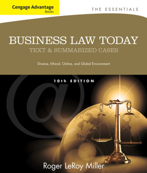 Paperback Cengage Advantage Books: Business Law Today, the Essentials: Text and Summarized Cases Book