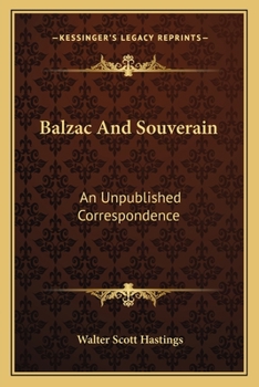Paperback Balzac And Souverain: An Unpublished Correspondence Book