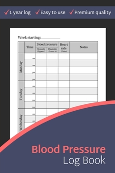Blood Pressure Log Book: 52-Week Self-Monitoring & Tracking Journal With Space For NOTES (Blood Pressure Tracker)