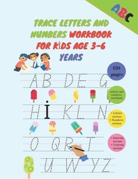 Paperback Trace Letters: race Letters and numbers workbook for kids age 3-6 years [Large Print] Book